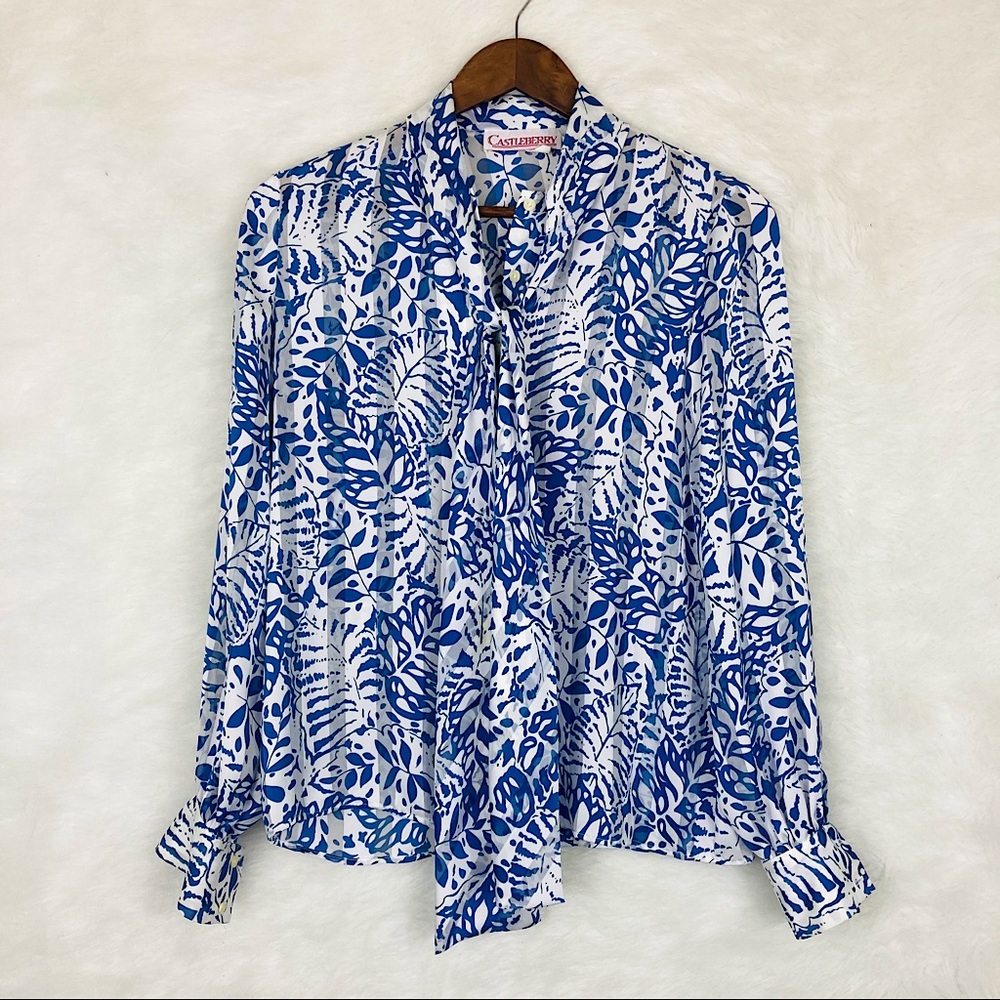 1970s Vintage Castleberry Botanical Print Top